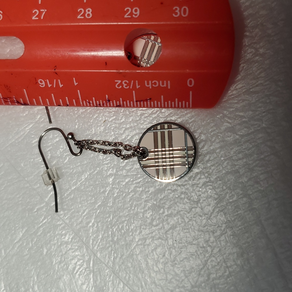 Light pink and Brown Plaid Burberry Earrings - Picture 3 of 4